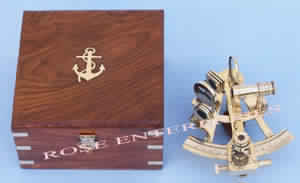 Brass Nautical Sextant with Wooden Box, Size : 4 inch
