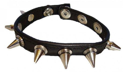 Black Leather Collar Metal Spike