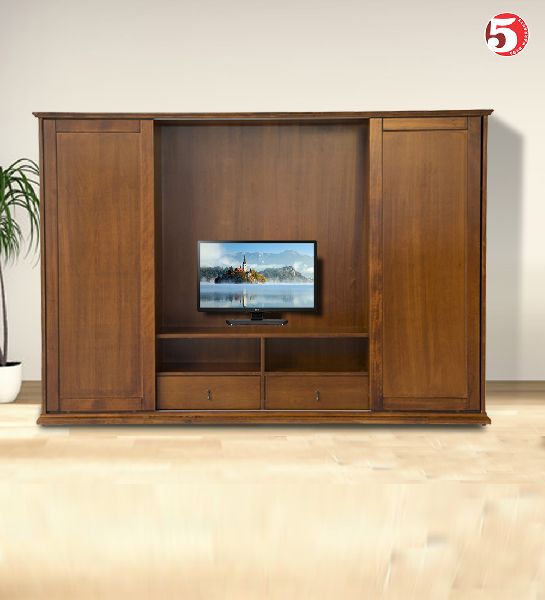 WOODEN TV CABINET WITH SLIDING DOORS, Size :  2460 x 1690 x 430 ht MM