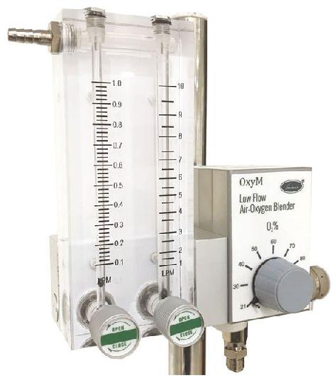 Low Flow Air-Oxygen Blender with Cascade Flow Meter