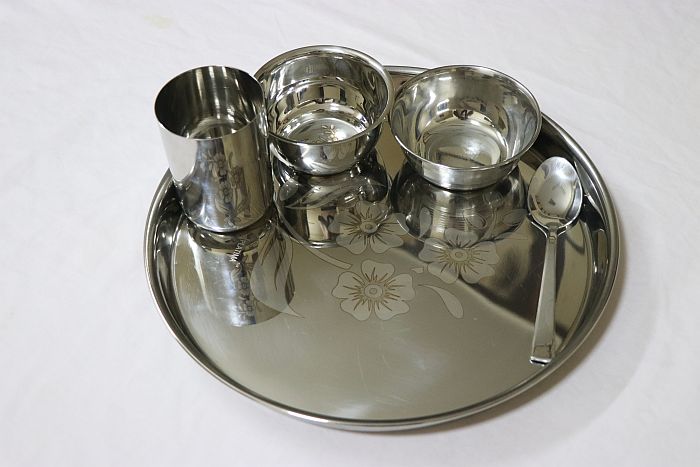 Stainless Steel Thali Set, Color : Silver