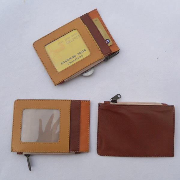 Beige color leather front with multiple color leather and pockets