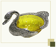Duck shaped Yellow glass decorative bowl