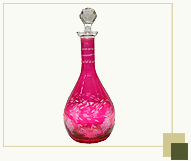 Red handcarved glass  decanter