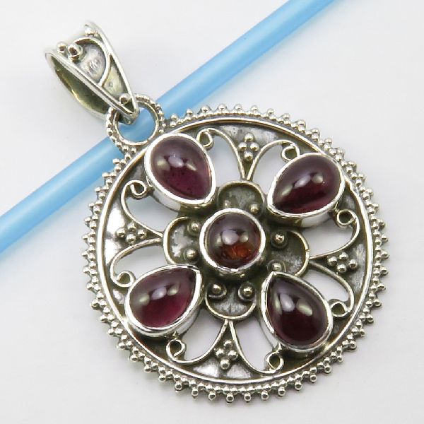 AUTHENTIC GARNET PENDANT SILVER STONE JEWELRY