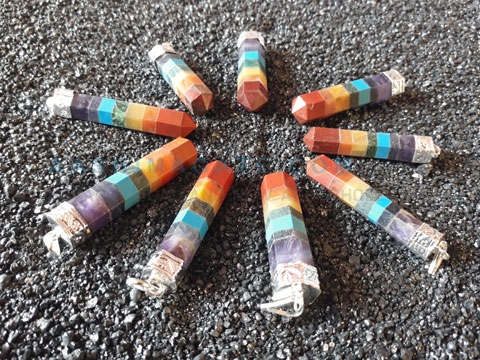 7 CHAKRA BOUNDED CAP PENCIL PENDANTS