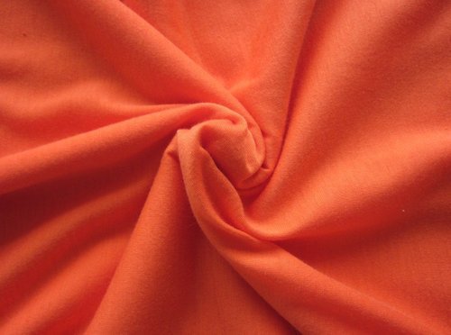 Plain Orange Polyester Spandex Fabric, Technics : Washed