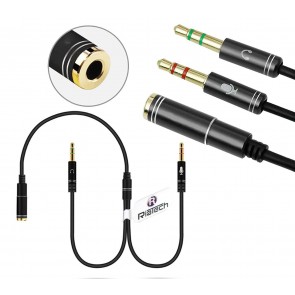 Female Headphone Earphone Mic Audio Y Splitter Cable