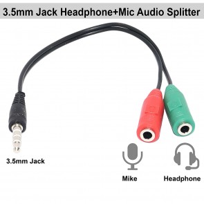 Headphone Microphone Splitter Converter Adaptor Cable
