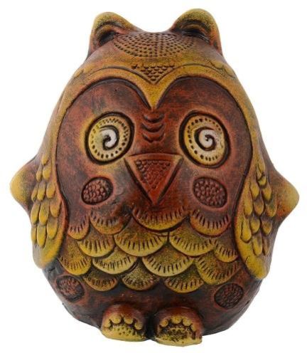 Ally Earthenware Brown Owl Shaped Piggy Bank