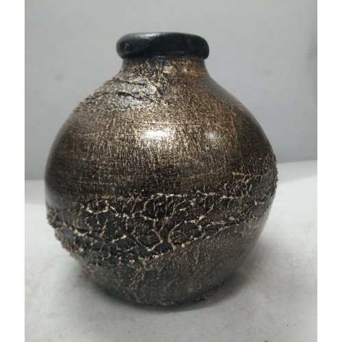 gold painted hand carved vase clay made vases