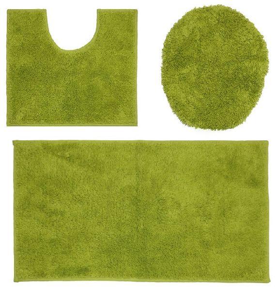Madras Cotton Green Bath Mat Set, Pattern : Plain