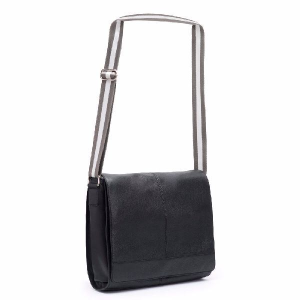 Black Leather Satchel Bag Nylon strap