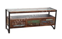 IRON WOOD TV CABINET WITH DRAWER
