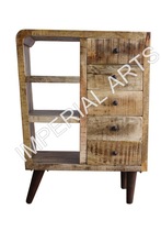 WOOD DRAWER CHEST WITH IRON LEGS