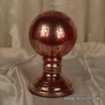 Silver And Red Color Glass Finials