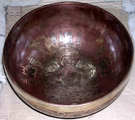 Tibetan Singing Bowl with Etching lord buddha