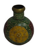 Indian Home Decor Handmade Painted Antique Metal Flower Pot/Vase
