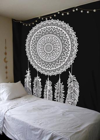 Black And White Petal Dream Catcher Mandala Wall Hanging Art Tapestry Indian hippie gypsy Bohemian