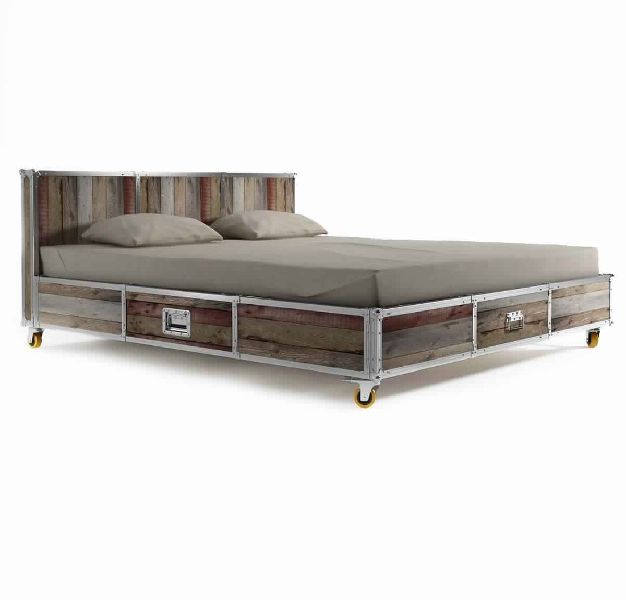 BED24-RECLAIMED WOOD KING SIZE BED, Dimension : 210 x 160 x 100