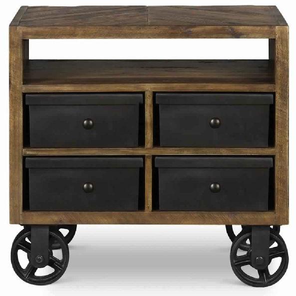 INDUSTRIAL BED SIDE TABLE ON WHEELS