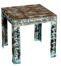 Rustic Blue Tint Iron End Table