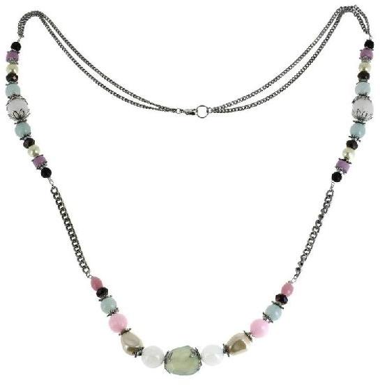Colourful Beaded Pastel Opera Length Necklace