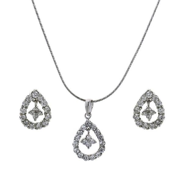 Flower drop pave crystal Indian pendant