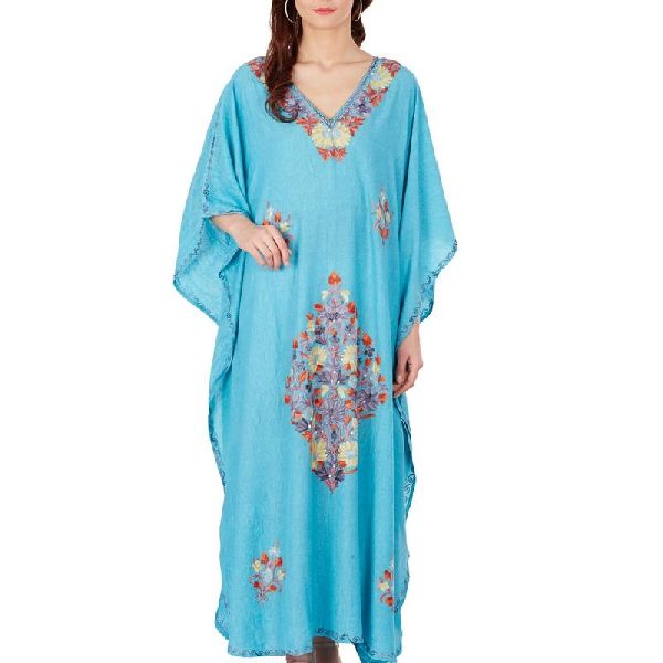 Indian Embroidered Turquoise Blue Kaftan