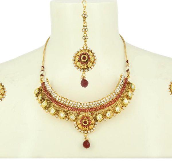Necklace Earring Maang Tikka,Golden