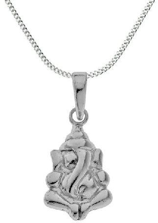Pendant Ganesh Charm and Chain Sterling Silver Jewellery