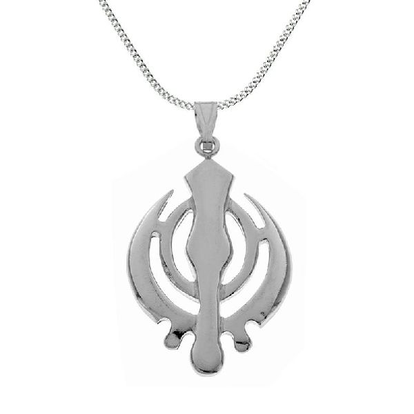 Sikh Khanda Necklace Pendant Chain Sterling Silver