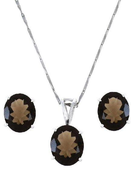 Smokey Quartz Gemstone Jewelry Set Pendant
