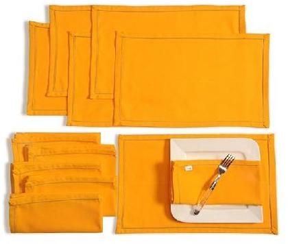Solid Color Dining Mat and Napkin Set