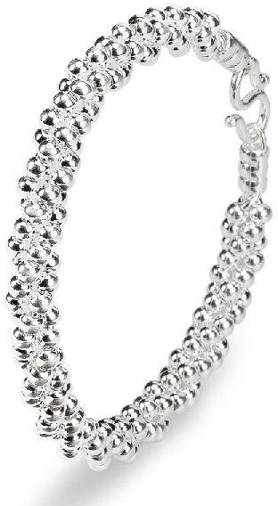 Sterling Silver Twisted Beads Bangle Bracelet