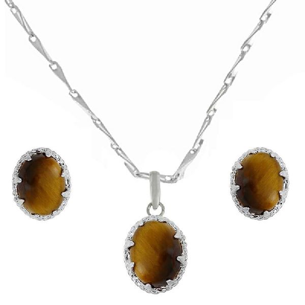Trigers Eye Gemstone Jewelry Set Pendant