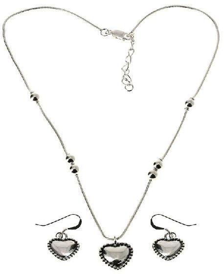 charm heart earrings necklace set