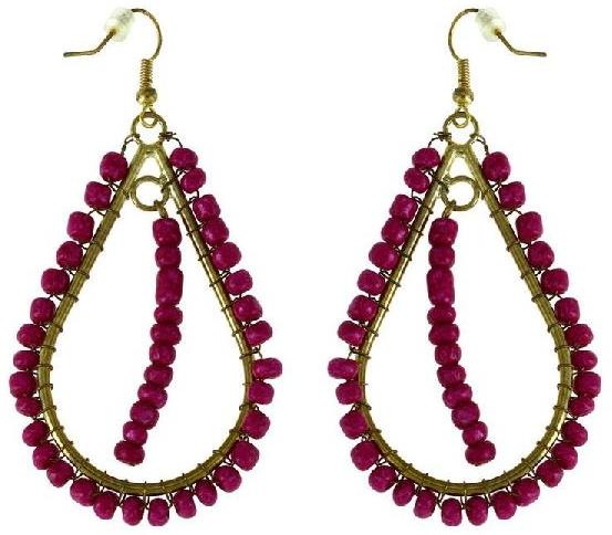 Violet Red Large Teardrop Earrings Costume Jewellery