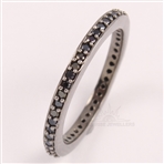 925 Silver Natural BLACK SPINEL Eternity Engagement Wedding Ring Choose Any Size
