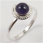 925 Solid Sterling Silver AMETHYST Cabochon Gemstone Tiny Choose Any Ring Size