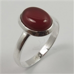 925 Solid Sterling Silver Genuine CARNELIAN Oval Gemstone Nice Ring Choose Size