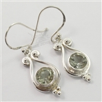 925 Solid Sterling Silver Girls Women\'s Earrings Natural GREEN AMETHYST Gemstone