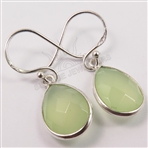 Earrings 925 Solid Sterling Silver Checker Faceted GREEN CHALCEDONY Gemstones