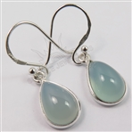 925 Solid Sterling Silver Pretty Earrings, Main Stone : Aqua Chalcedony
