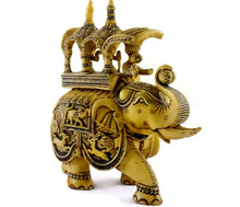 Antique Figurine Decorative Resin Elephant Rider Statue