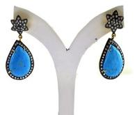925 Sky Color Turquoise Stone Silver Earring