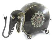 Elephant shape coin box with key, for Home Decoration, Color : black