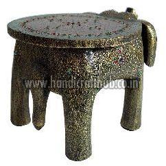 Hand Painted Wooden Elephant Stool
