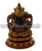 Handmade Kadam Wood Miniature Painted Lord Ganesha Statue