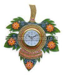 Handmade Wooden Leaves Shaped Wall Clock, Color : Muticolor